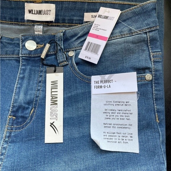 NWT William Rast Jeans High Rise Slim Straight Lagoon Wash Denim Size 26 | 2 NEW - Picture 10 of 13